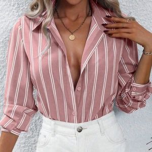 Classic Striped Button down Boyfriend Shirt